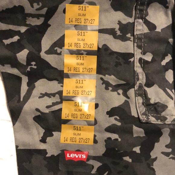 Levi’s camouflage cargo pants size 14 boys 27x27 nwt black camo - Picture 2 of 8